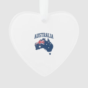 Australia Flag Map Vintage Distressed Graphic_1 Ornament