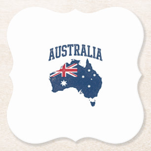 Australia Flag Map Vintage Distressed Graphic_1 Paper Coaster