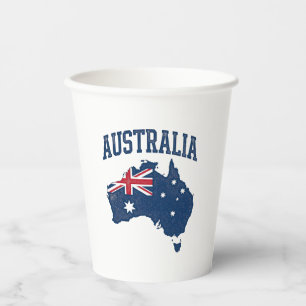 Australia Flag Map Vintage Distressed Graphic_1 Paper Cups