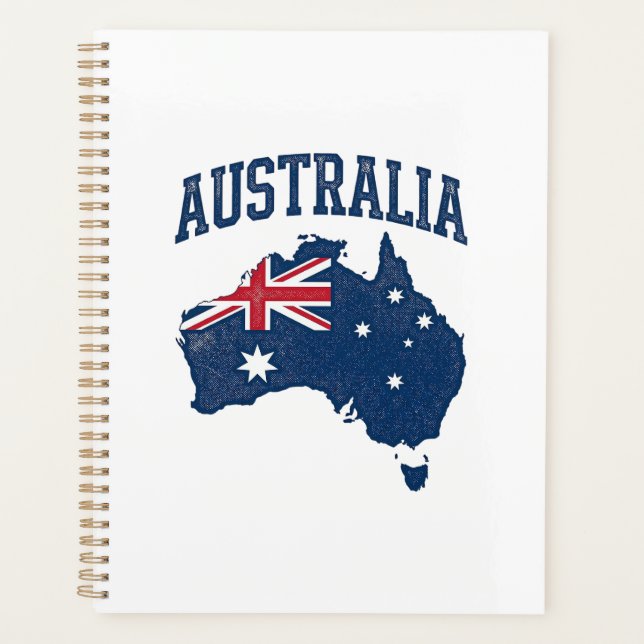 Australia Flag Map Vintage Distressed Graphic_1 Planner (Front)