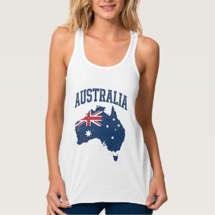 Australia Flag Map Vintage Distressed Graphic_1 Singlet