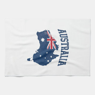 Australia Flag Map Vintage Distressed Graphic_1 Tea Towel
