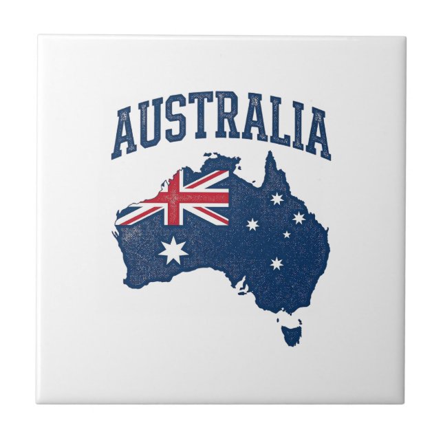 Australia Flag Map Vintage Distressed Graphic_1 Tile (Front)