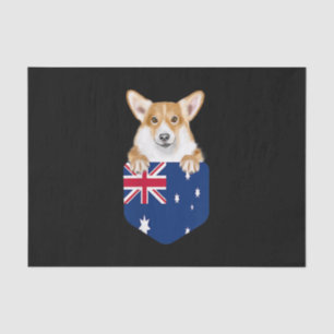 Australia Flag Pembroke Welsh Corgi Dog In Pocket Tissue Paper
