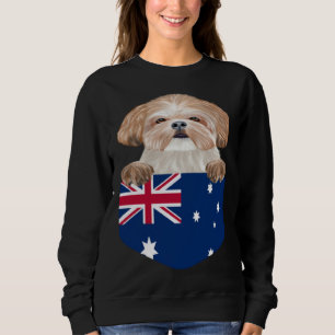 Australia Flag Shih Tzu Dog In Pocket Sweatshirt