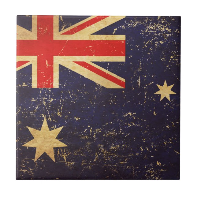 Australia Flag Vintage Design Ceramic Tile (Front)
