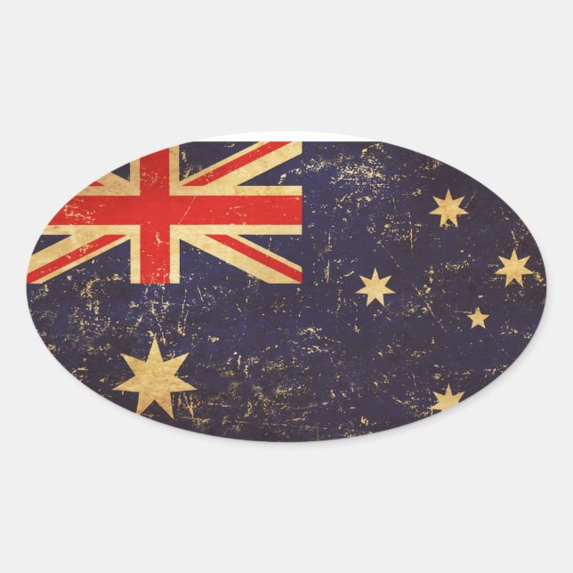 Australia Flag Vintage Design Oval Sticker (Front)