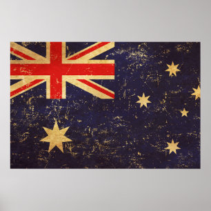  Australia Flag Vintage Design Poster