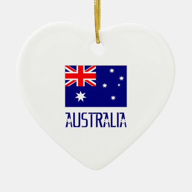 Australia Flag & Word Ceramic Tree Decoration (Front)