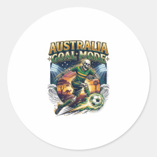 Australia Goal Mode Skeleton Striker Nations Stree Classic Round Sticker
