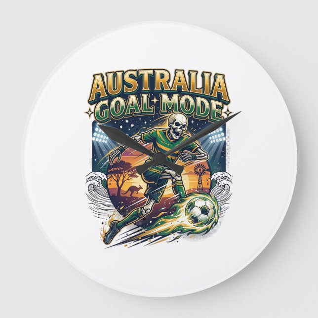 Australia Goal Mode Skeleton Striker Nations Stree Large Clock (Front)