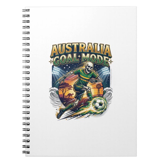 Australia Goal Mode Skeleton Striker Nations Stree Notebook (Front)