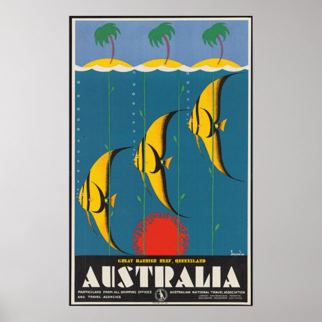 Australia - Great Barrier Reef Vintage Poster (Front)