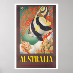 Australia Great Barrier Reef Vintage Travel Poster