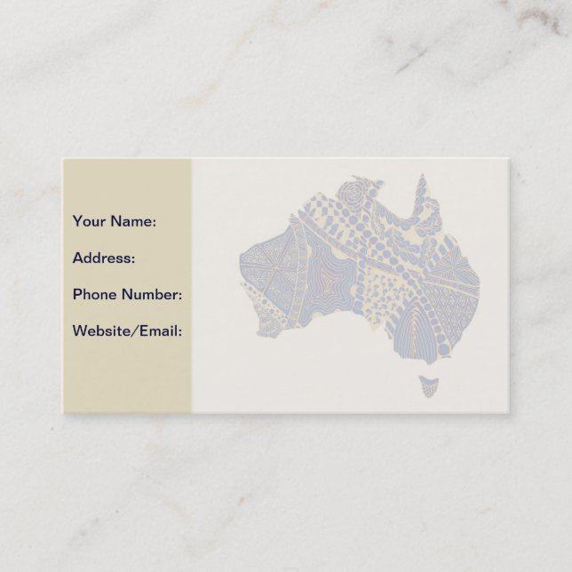 Australia Hand Drawn Decorative Doodle Map Business Card (Front)