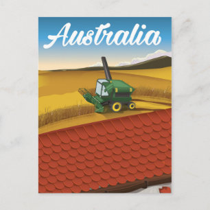 Australia harvesting travel cartoon postcard