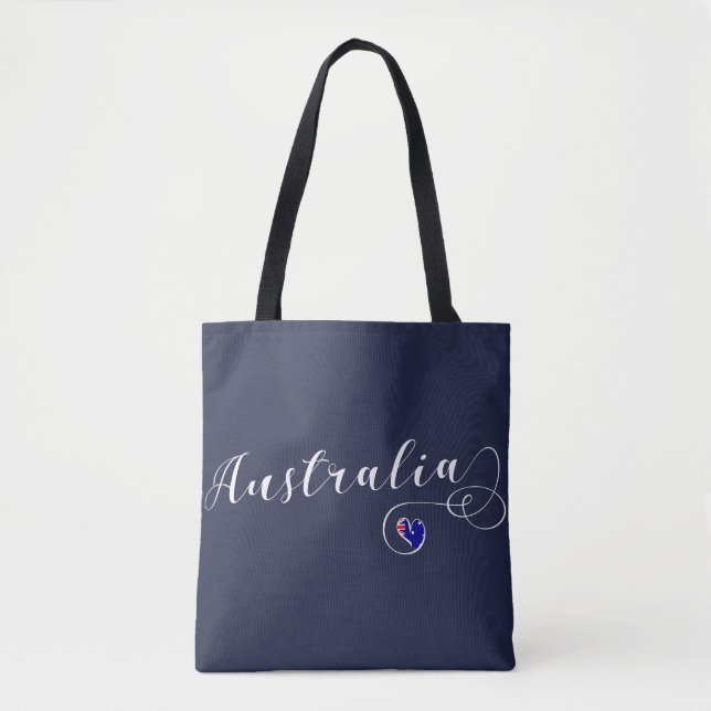 Australia Heart Grocery Bag, Australian Tote Bag (Front)