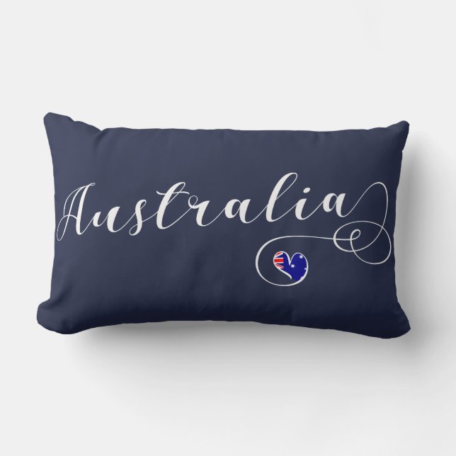 Australia Heart Throw Cushion, Australian Lumbar Cushion (Front)