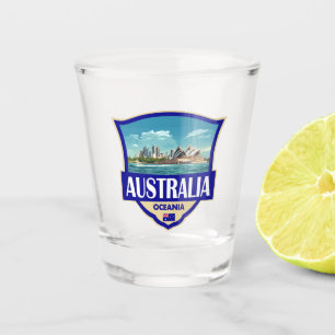 Australia Illustration Retro Badge Shot Glass