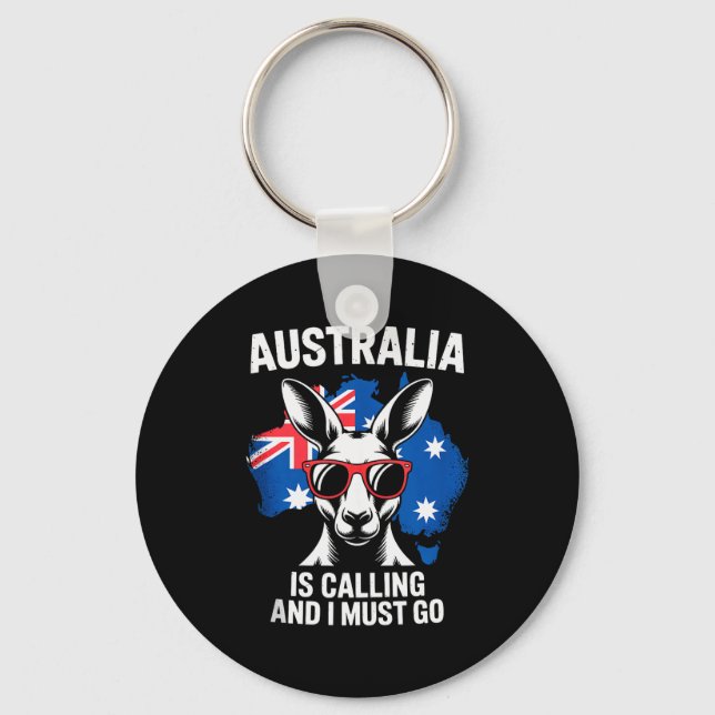 Australia Is Calling And I Must Go Kangaroo Outbac Key Ring (Front)