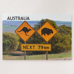 Australia: Kangaroo and wombat road signs Jigsaw Puzzle
