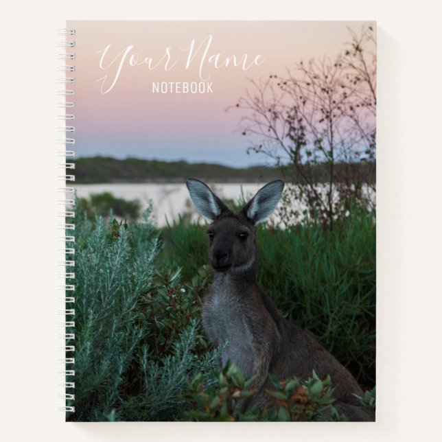 Australia Kangaroo Animal Wildlife Sunset Nature Notebook (Front)