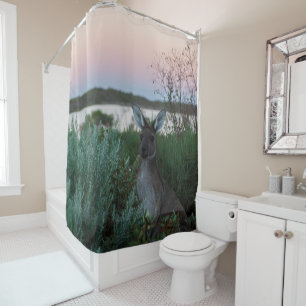 Australia Kangaroo Animal Wildlife Sunset Nature Shower Curtain