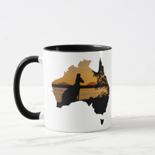 Australia Kangaroo at Sunset Black White Gold Mug