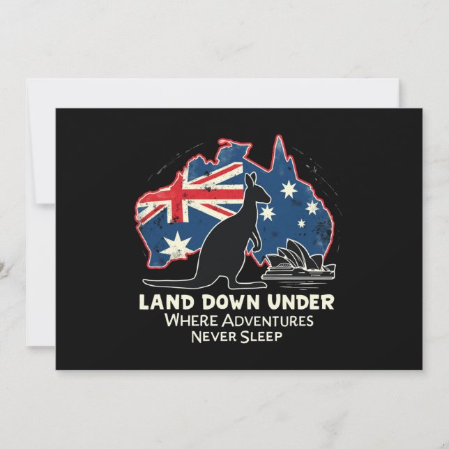 Australia Kangaroo Aussies Land Down Under  Invitation (Front)
