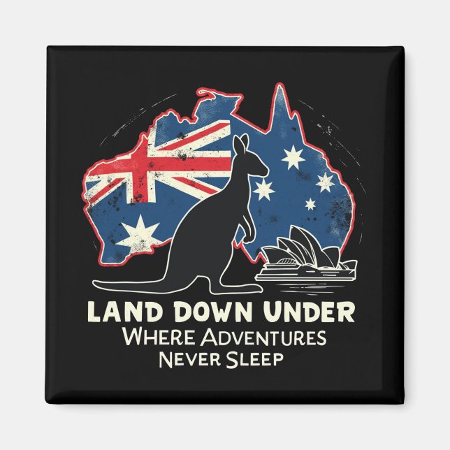 Australia Kangaroo Aussies Land Down Under  Magnet (Front)