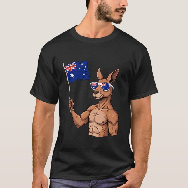 Australia Kangaroo Australian Flag T-Shirt (Front)