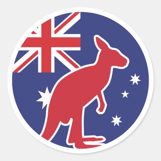 Australia Kangaroo Australian National Animal Flag Classic Round Sticker (Front)