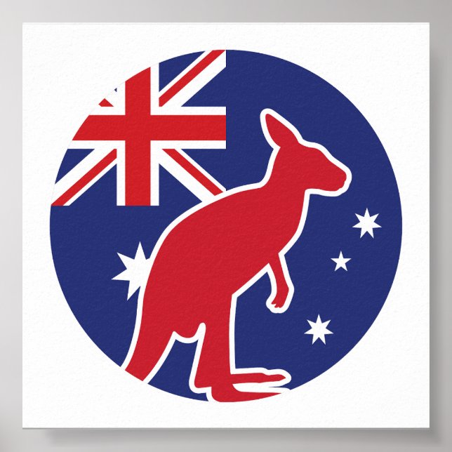 Australia Kangaroo Australian National Animal Flag Poster (Front)
