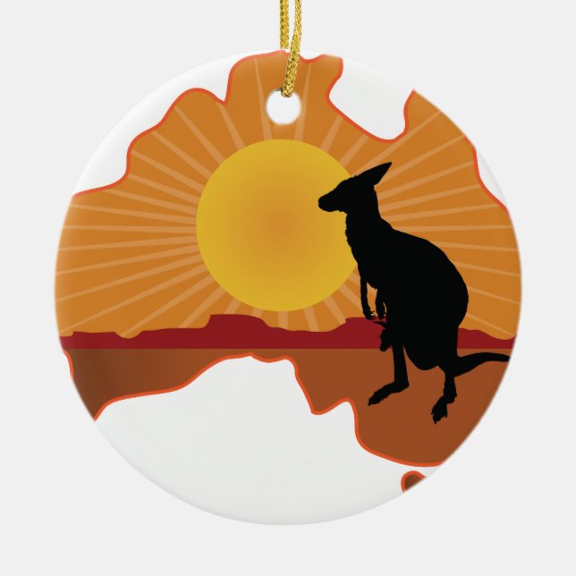 Australia Kangaroo Ceramic Tree Decoration (Front)