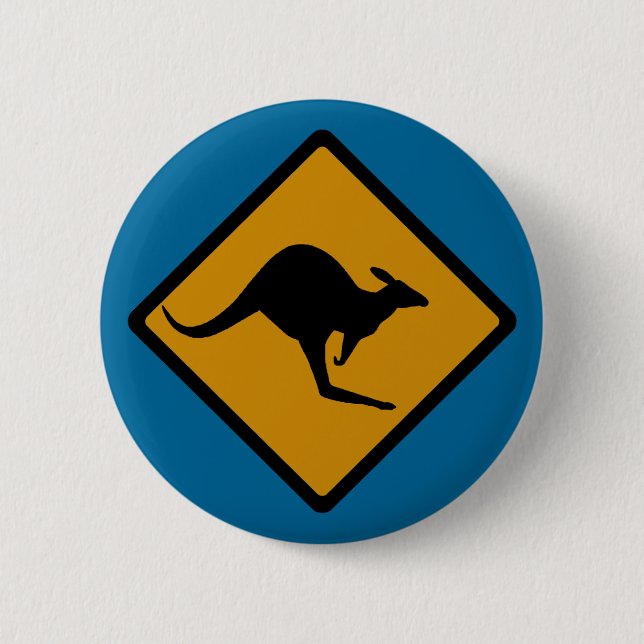 Australia Kangaroo Crossing Sign 6 Cm Round Badge (Front)