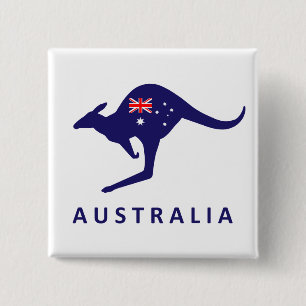 AUSTRALIA KANGAROO FLAG 15 CM SQUARE BADGE