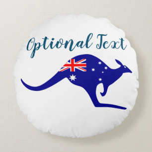 Australia Kangaroo & Flag Round Cushion