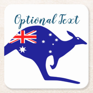 Australia Kangaroo & Flag Square Paper Coaster