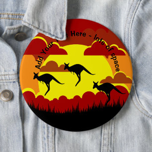 Australia Kangaroo Red Black Yellow Large Badge