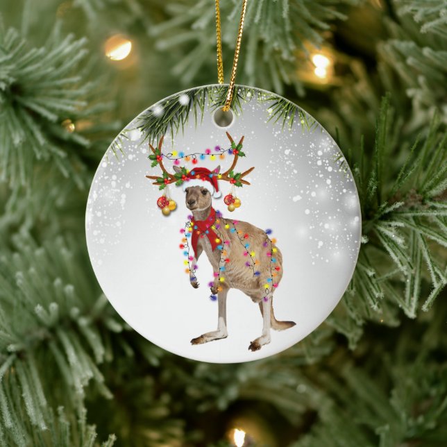 Australia Kangaroo Santa animal marsupial wildlife Ceramic Tree Decoration (Tree)