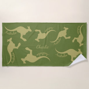 Australia Kangaroos custom name beach towel