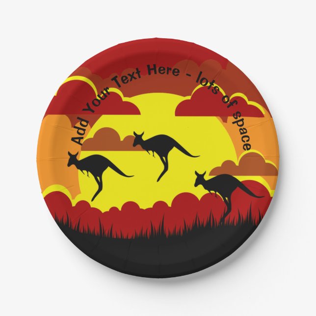 Australia Kangaroos Red Black Yellow small 7" Paper Plate (Front)