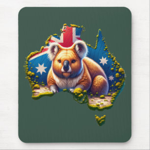 Australia Koala Bear flag map Mouse Pad