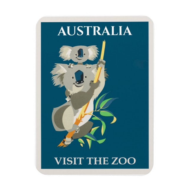 Australia Koala Bear Vintage Travel Poster Magnet (Vertical)
