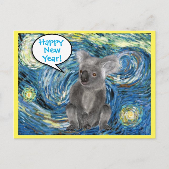 Australia Koala in Starry Night Spoof Postcard (Front)