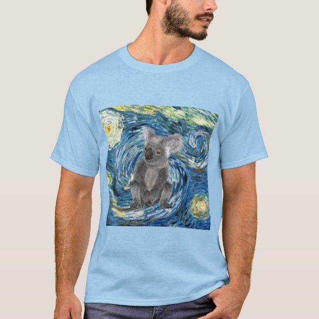 Australia Koala in Starry Night Spoof T-Shirt (Front)