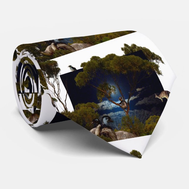 Australia Koala With Australian Wildlife, Tie (Rolled)