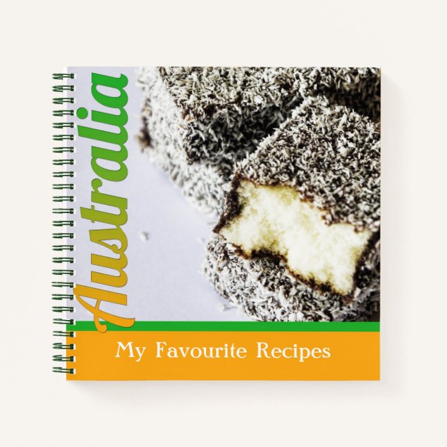 Australia Lamington Cake Aussie Recipe Notebook (Front)