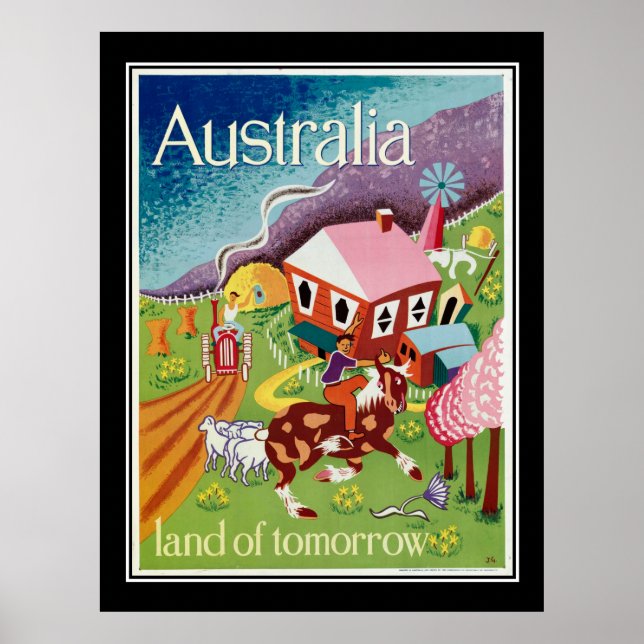 Australia Land of Tomorrow Vintage Poster (Front)