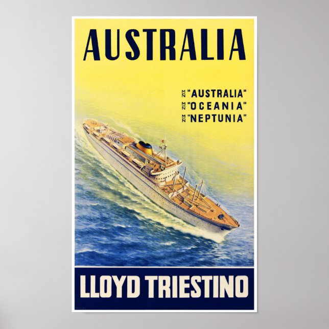 Australia Lloyd Triestino Restored Vintage Poster (Front)